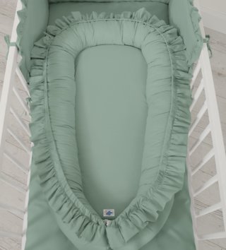 Oválne hniezda pre bábätko /  Hniezdo pre bábätko s volánikmi - Vintage mint 