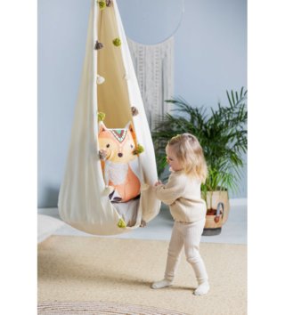 Hojdačky /  Hojdačka závesný vak - Krémový so strapcami 