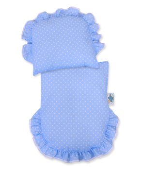 Kočíky pre bábiky /  Kočík pre bábiky + vankúšik, perinka a výstelka - Biely s modrou 