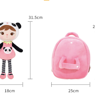 Ruksaky, kufríky, tašky /  Metoo plyšový Batoh panda ružová 30 cm 