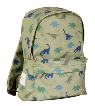 Ruksaky, kufríky, tašky /  Mini ruksak zelený s potlačou dinosaurov 
