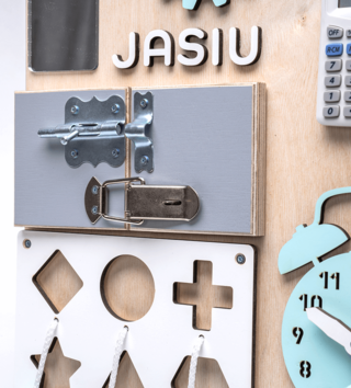 Montessori hračky /  Montessori manipulačná doska Activity board Jasi - mint 