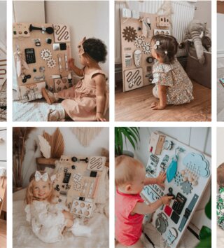 Montessori hračky /  Montessori manipulačná doska Activity board so žiarovkou XL - ružová 