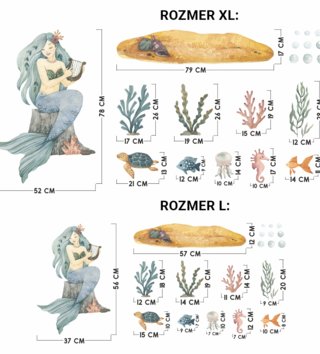 Oceán - Podmorský svet /  Nálepka na stenu Ocean DK455- morská panna, zvieratká a doplnky 