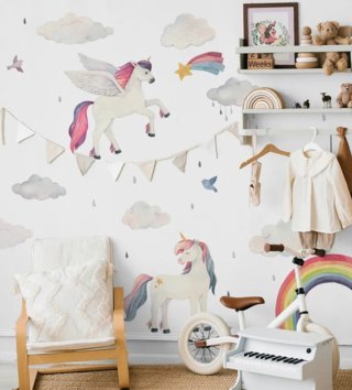 Pastelová kolekcia /  Nálepky na stenu Pastel Unicorn DK459 