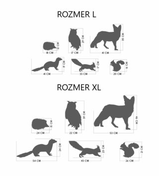 Zvieratá /  Nálepka na stenu Animals - lasica, sova, ježko, veveričky a líška Z068 - pastelové 