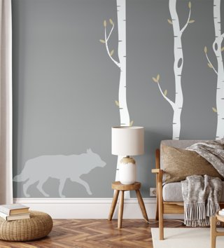 Forest - Lesný motív /  Nálepka na stenu Animals - vlk Z071 - pastelové 