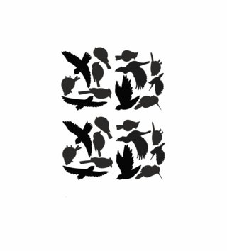 Zvieratá /  Nálepka na stenu Animals - vtáčiky 24 ks Z076 