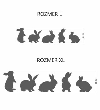 Zvieratá /  Nálepka na stenu Animals - zajace 5 ks Z067 - pastelové 