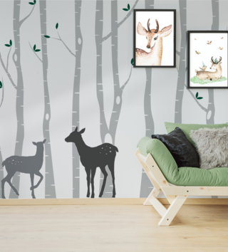 Forest - Lesný motív /  Nálepka na stenu Deer - laň Z075 - pastelové 
