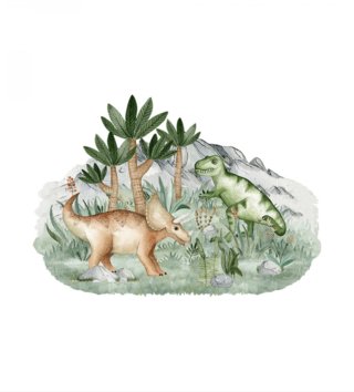 Zvieratá /  Nálepka na stenu Dino - triceratops a tyranosaurus DK407 