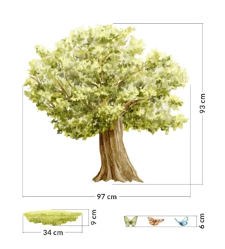 Forest - Lesný motív /  Nálepka na stenu Forest strom s motýlikmi DK477 