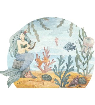 Oceán - Podmorský svet /  Nálepka na stenu Ocean - morská panna DK464 
