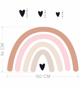 Pastelová kolekcia /  Nálepka na stenu dúha so srdiečkami DK481 