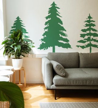 Forest - Lesný motív /  Nálepka na stenu Forest - stromčeky 3 ks R056 - pastelové 
