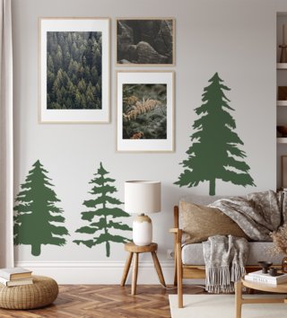 Forest - Lesný motív /  Nálepka na stenu Forest - stromčeky 3 ks R056 - pastelové 