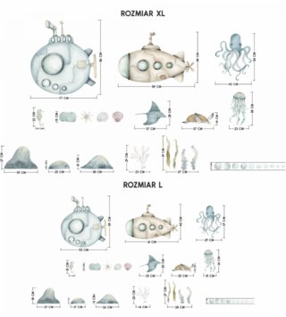 Oceán - Podmorský svet /  Nálepka na stenu Ocean - ponorky, podmorský svet, rastliny DK442 