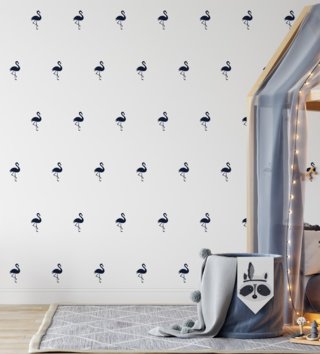 Tvary /  Nálepka na stenu Shapes - plameniaci 15 ks A14 - pastelové 