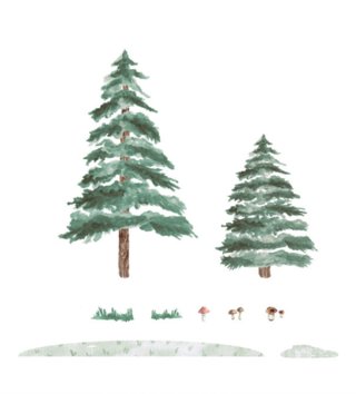 Forest - Lesný motív /  Nálepka na stenu Forest - stromčeky 2 ks DK313 
