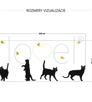 Zvieratá /  Nálepka na stenu Animals - mačičky a vtáčiky Z065 