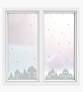 Vianoce /  Nálepka na stenu Christmas - domčeky, stromčeky a guličky SW021 