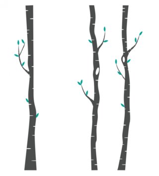 Forest - Lesný motív /  Nálepka na stenu Deer - brezy 3 ks R053 