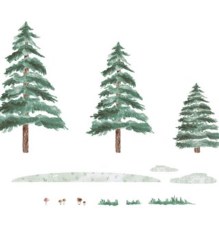 Forest - Lesný motív /  Nálepka na stenu Forest - stromčeky 3 ks DK314 