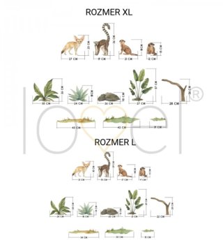 Safari /  Nálepka na stenu Safari - líška fenek, surikaty a lemur DK432 
