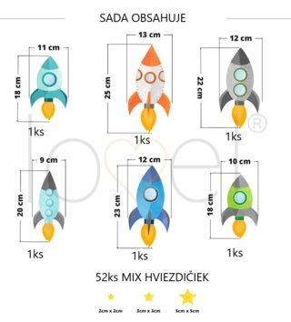 Vesmír /  Nálepka na stenu Space - rakety a hviezdy DK210 