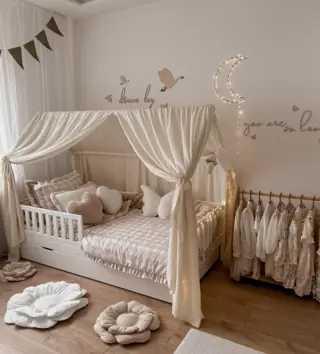 Baldachýny + doplnky /  Nebesá/ baldachýn na domčekovú posteľ Étoile - ecru 