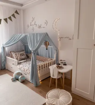 Baldachýny + doplnky /  Nebesá/ baldachýn na domčekovú posteľ Étoile - modrý 