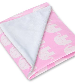 Deky /  Obojstranná deka do autosedačky - Ružová so slonikom 