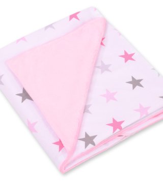 Deky /  Obojstranná deka do autosedačky - Star ružová 