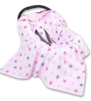 Deky /  Obojstranná deka do autosedačky - Star ružová 