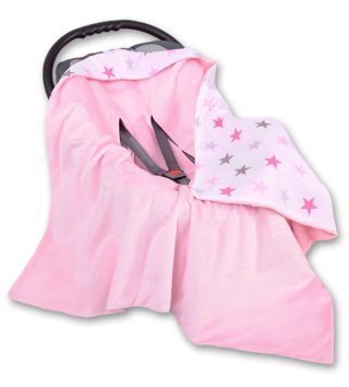 Deky /  Obojstranná deka do autosedačky - Star ružová 
