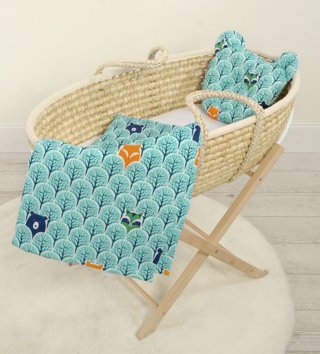 Mojžišove koše /  Perinka s vankúšikom 77x77 Teddy - Forest mint 