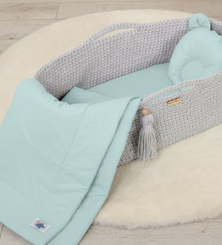 Mojžišove koše /  Perinka s vankúšikom 77x77 Teddy - Mint 