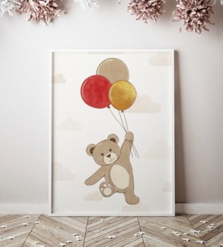 Plagáty /  Plagát Teddy - medvedík+balóniky P001 