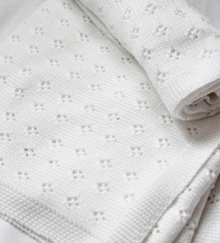 Deky /  Pletená bambusová deka pre deti Openwork - White 