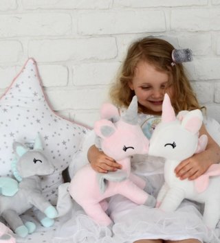 Plyšové hračky /  Plyšová hračka Jednorožec bielo - ružový L 