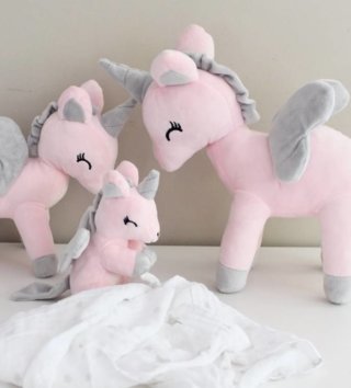 Plyšové hračky /  Plyšová hračka Jednorožec ružovo - šedý L 