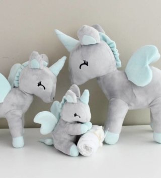 Plyšové hračky /  Plyšová hračka Jednorožec šedo - mintový L 