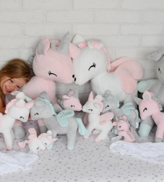 Plyšové hračky /  Plyšová hračka Jednorožec šedo - mintový XL 