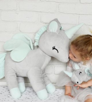 Plyšové hračky /  Plyšová hračka Jednorožec šedo - mintový XL 