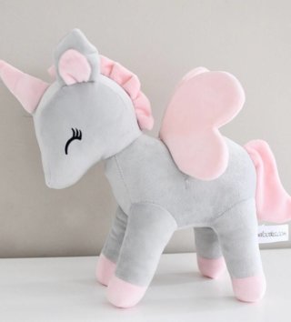 Plyšové hračky /  Plyšová hračka Jednorožec šedo - ružový L 
