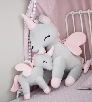 Plyšové hračky /  Plyšová hračka Jednorožec šedo - ružový L 