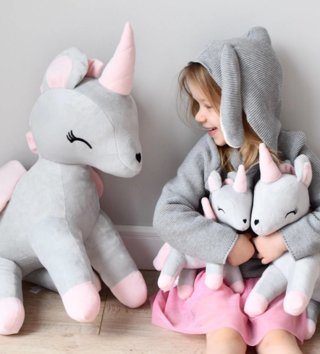Plyšové hračky /  Plyšová hračka Jednorožec šedo - ružový XL 