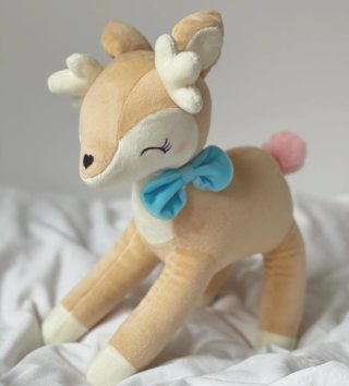 Plyšové hračky /  Plyšová hračka Jeleň s modrou mašličkou 35 cm 