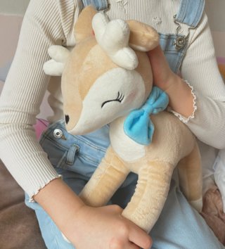 Plyšové hračky /  Plyšová hračka Jeleň s modrou mašličkou 35 cm 