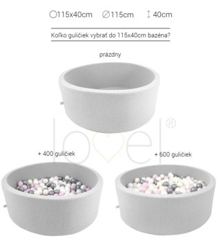 Detské bazény s guličkami /  Suchý bazén s guličkami 115x40 + 400 guličiek - Glamour lila 